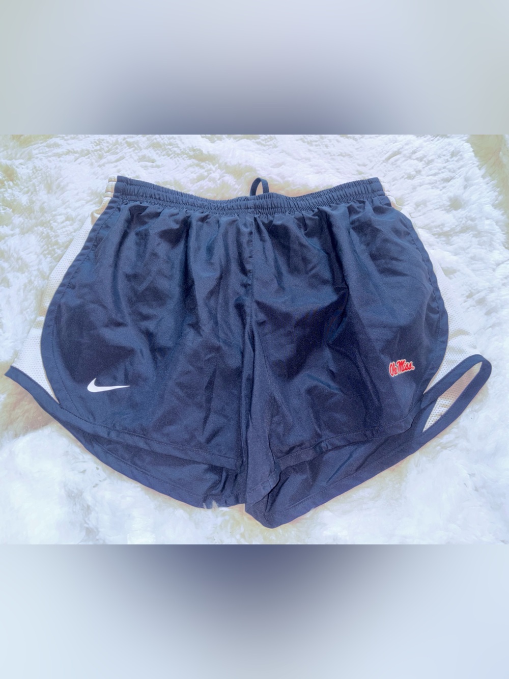 Nike Navy and White Dri-FIT Athletic Shorts